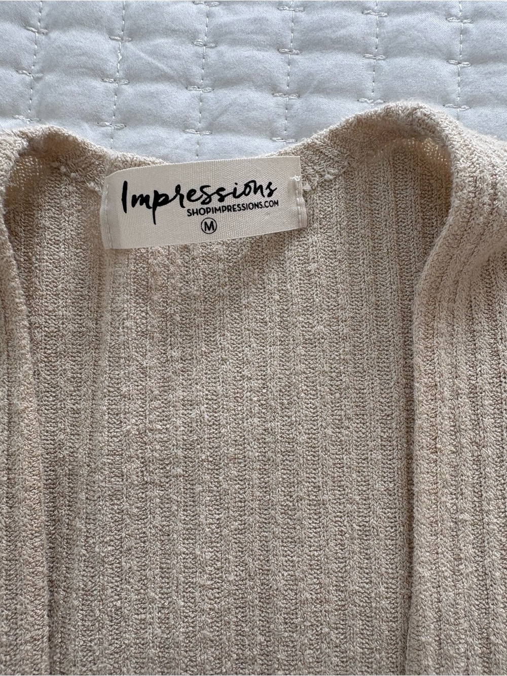 Impressions Cream Ribbed Midi Dress with Side Buttons - Picture 3 of 3